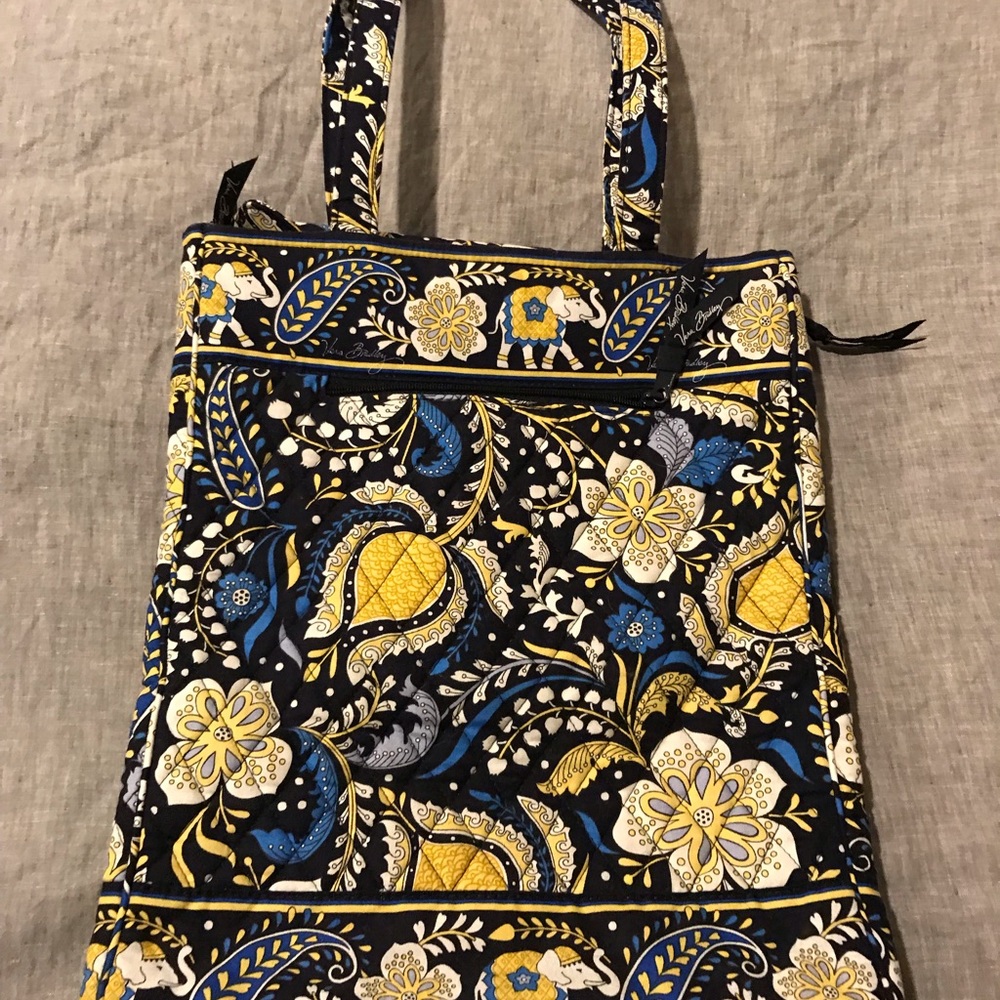 Vera Bradley Black Blue Yellow Paisley Quilted Laptop Bag